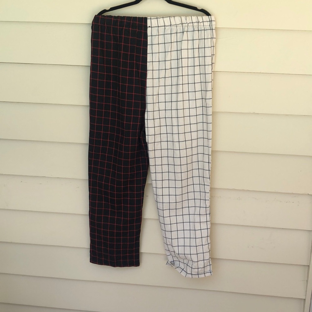 red and white joggers